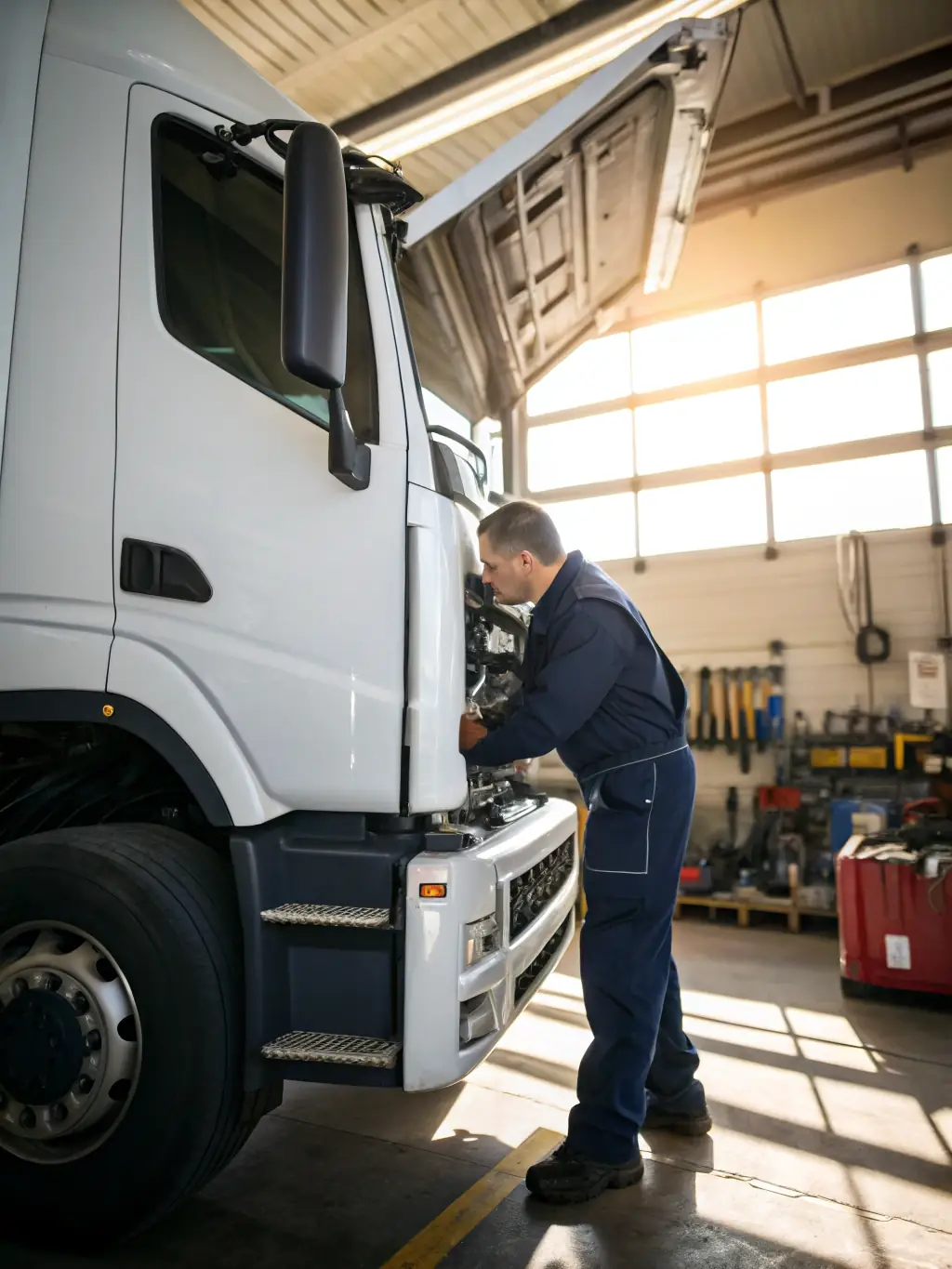 An image of a truck undergoing a thorough safety inspection, emphasizing The Transport Brothers LLC's commitment to maintaining the highest safety standards.